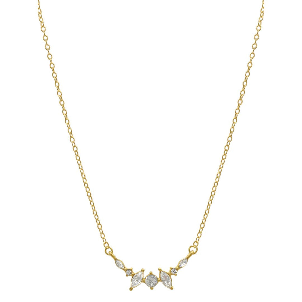 Crystal Curved Pendant Necklace gold