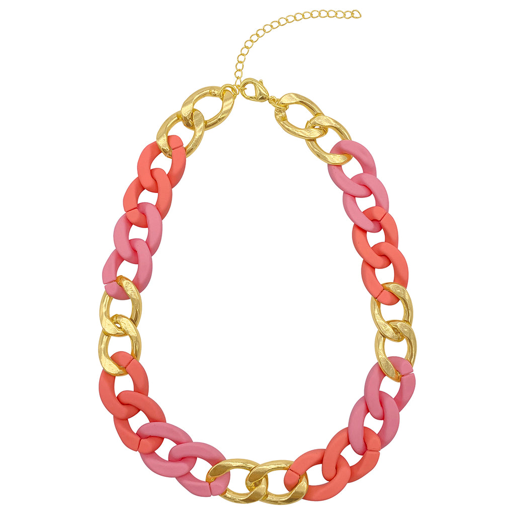 Pink Curb Chain Necklace gold