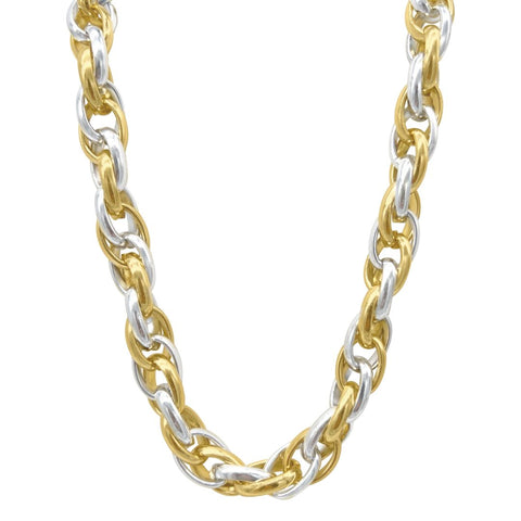 Silver and Gold Woven Chain Necklace