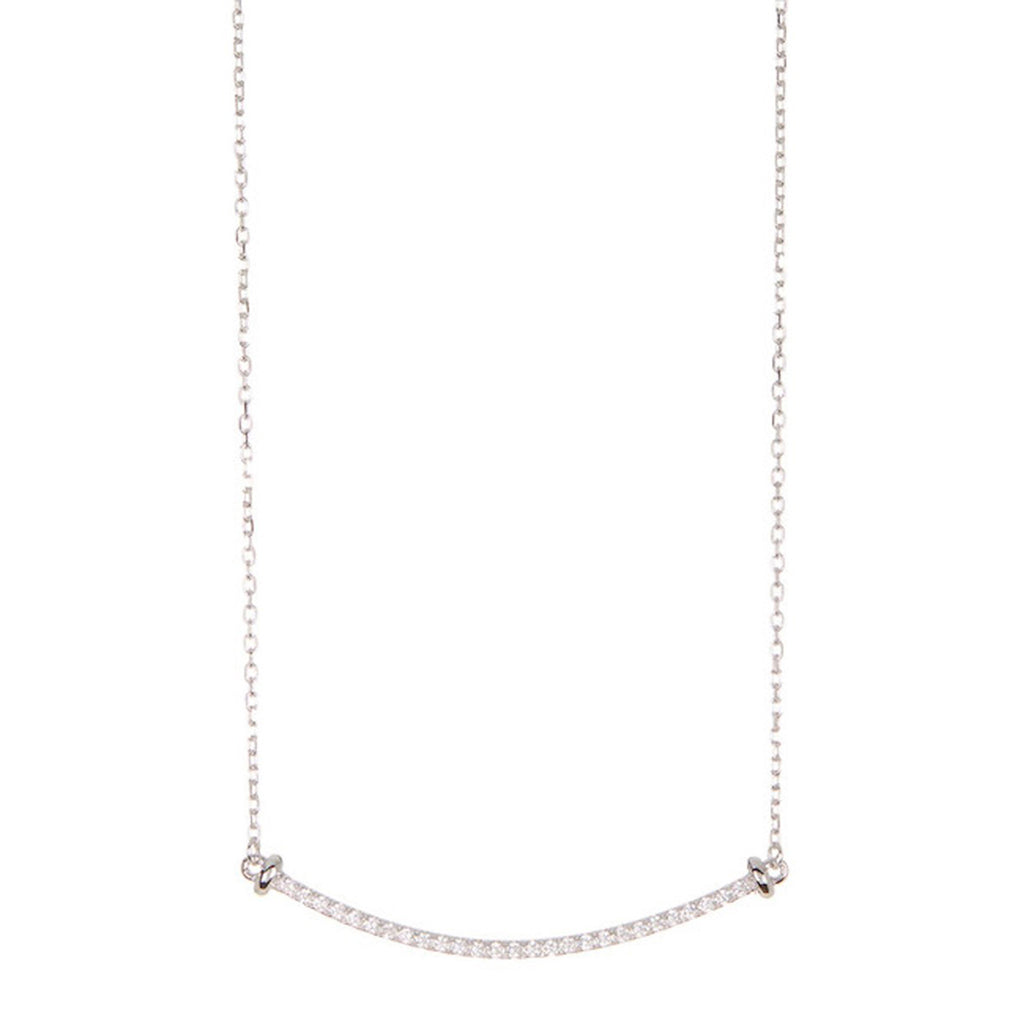 Crystal Curved Bar Necklace silver