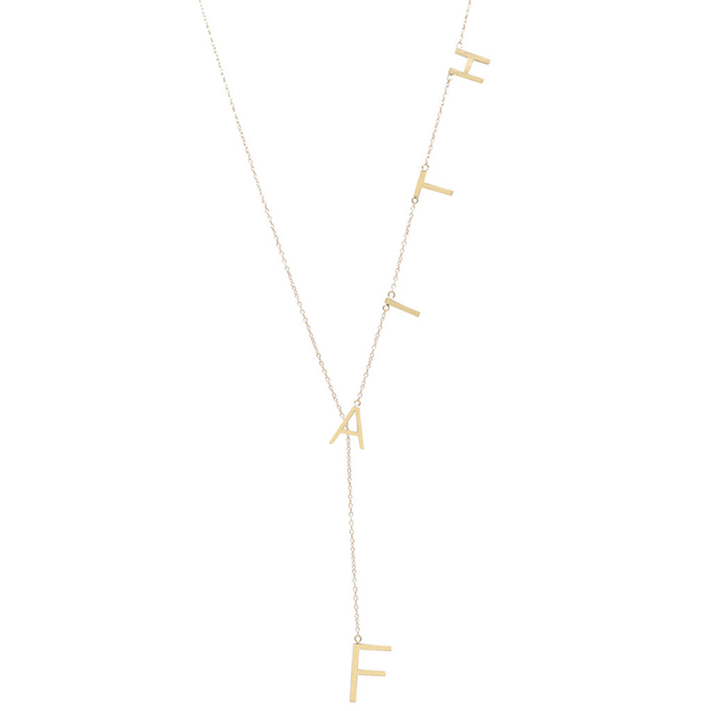Faith Lariat Necklace silver gold rose gold