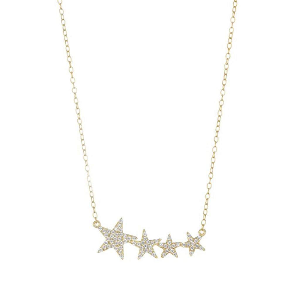 Crystal Shooting Star Necklace silver gold