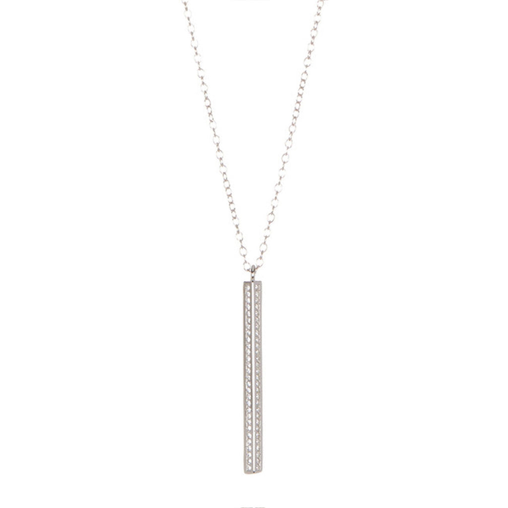 Adornia Vertical Crystal Bar Necklace silver gold – ADORNIA