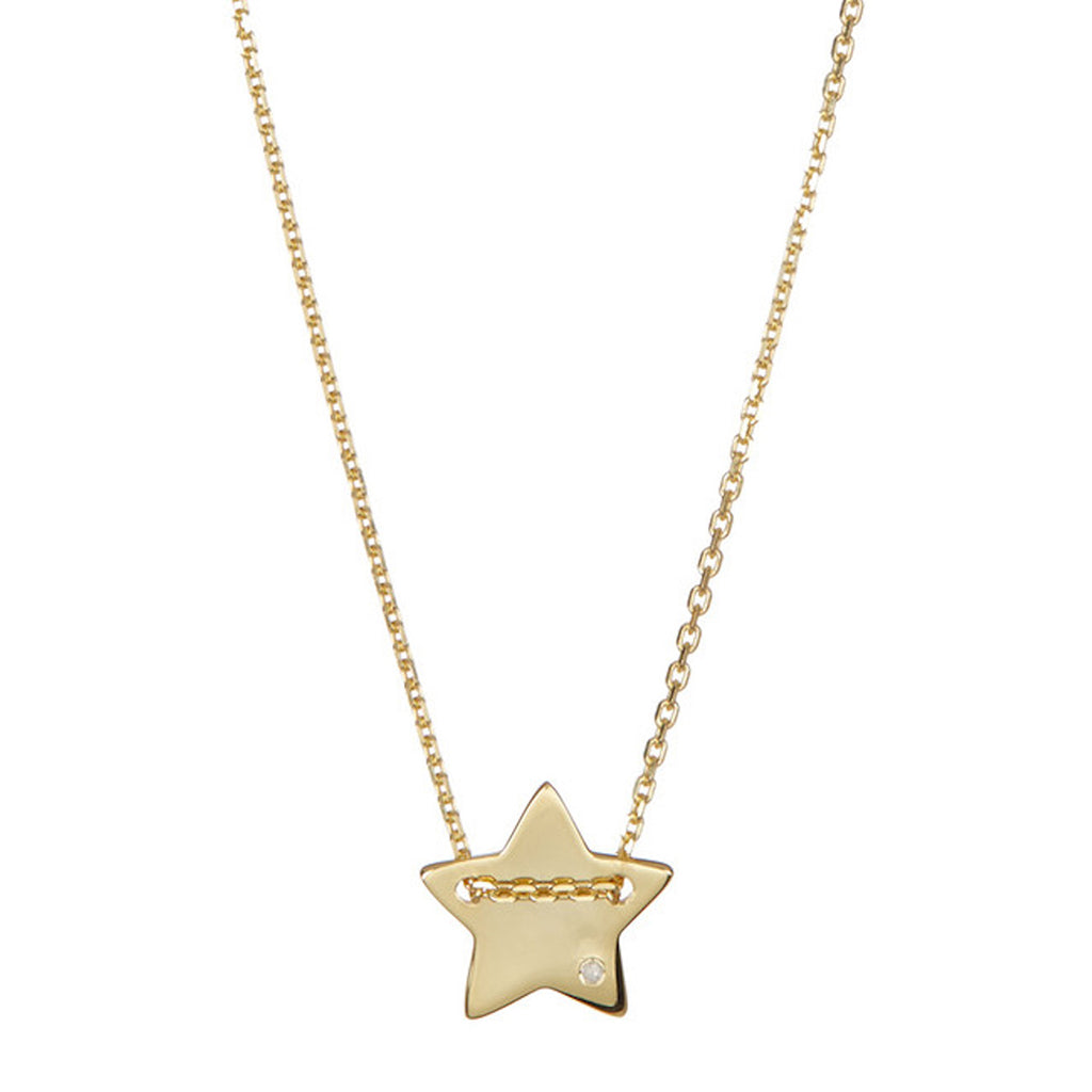 Diamond Star Charm Necklace silver gold