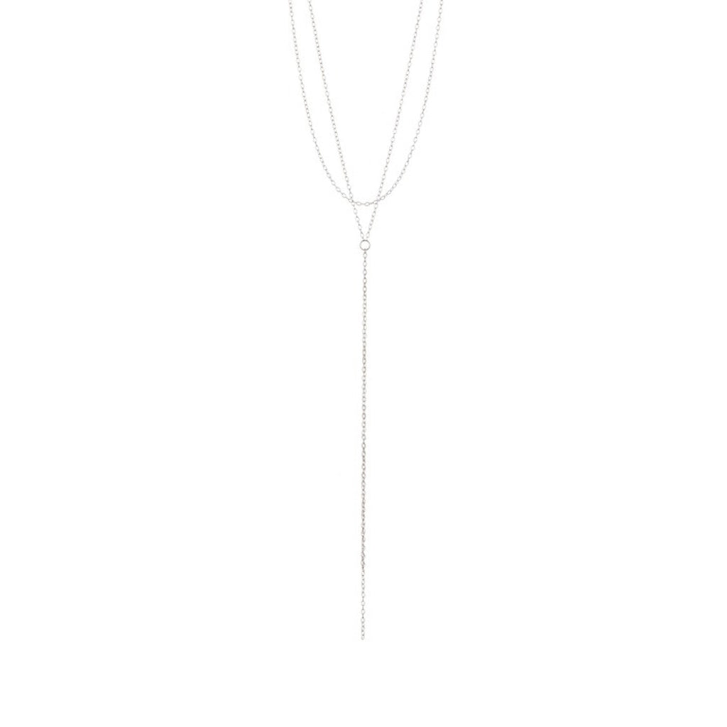 Layered Y Necklace silver gold