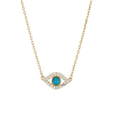 Evil Eye Charm Necklace silver gold