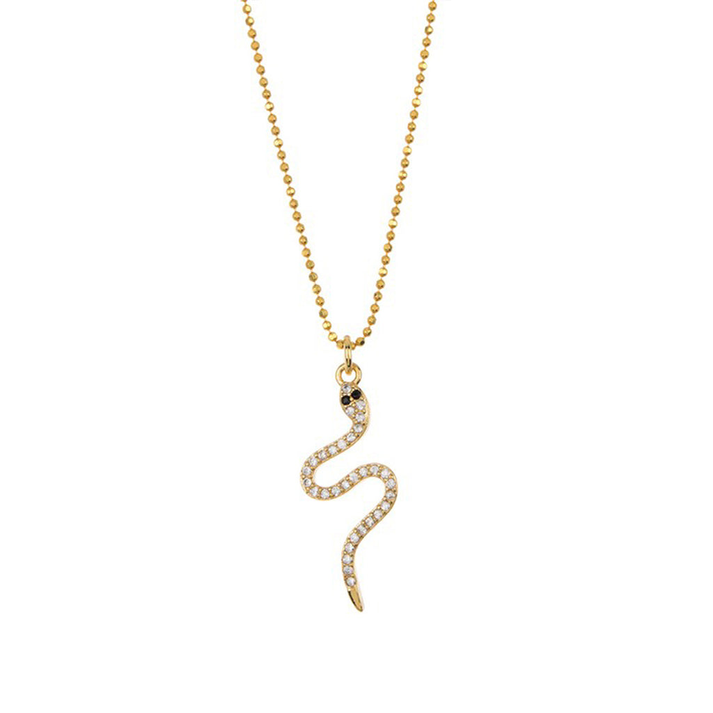 Curvy Crystal Snake Necklace silver
