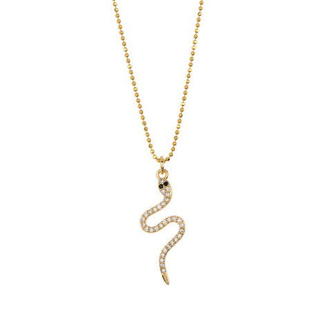 Curvy Crystal Snake Necklace silver