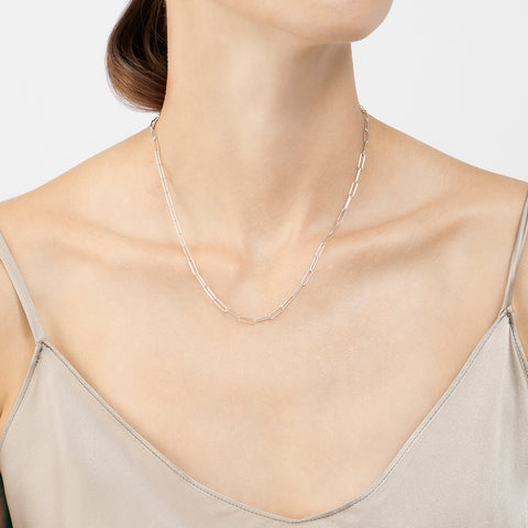 Paper Clip Oval Link Layering Necklace silver gold