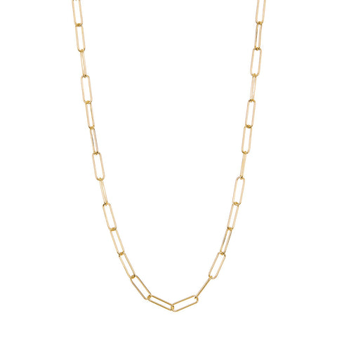Paper Clip Oval Link Layering Necklace silver gold