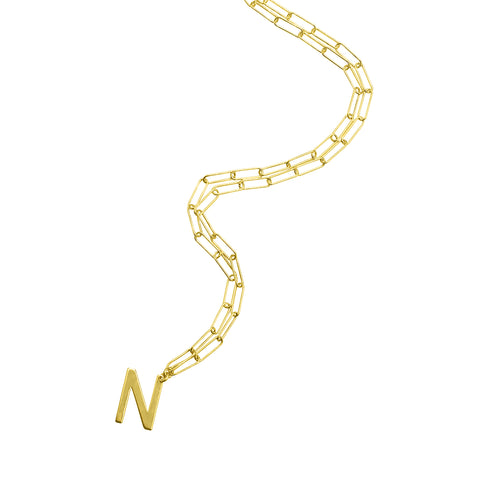 Initial Necklace Paper Clip Chain silver gold