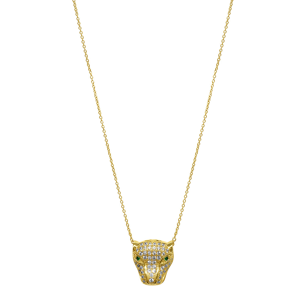 Crystal Jaguar Necklace gold