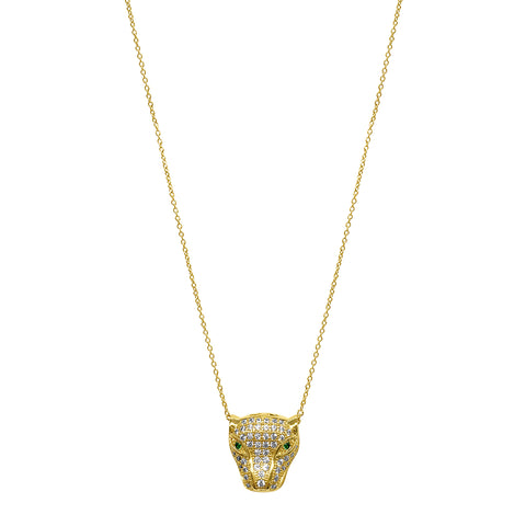 Crystal Jaguar Necklace gold
