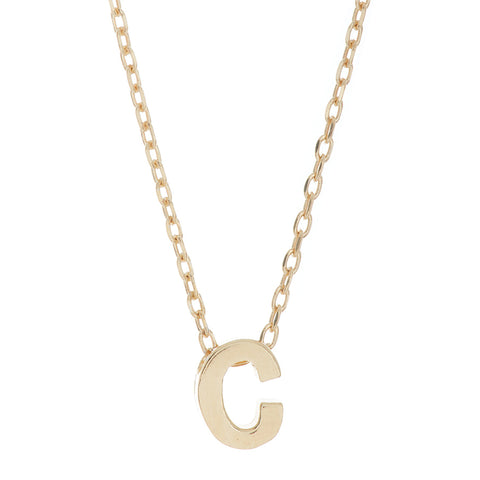 14k Gold Plated Mini Initial Pendant Necklace