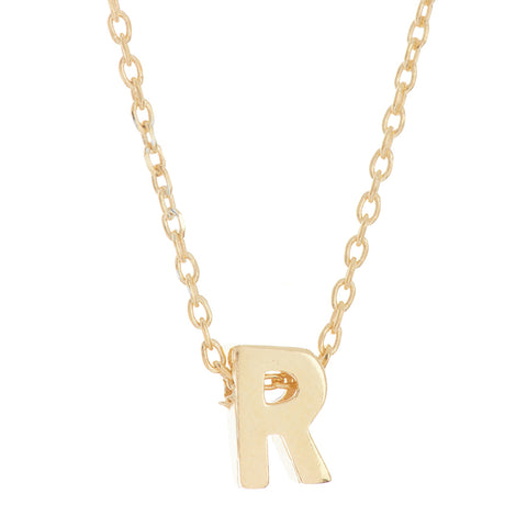 Mini Initial Pendant Necklace silver gold