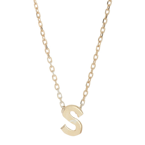 Mini Initial Pendant Necklace silver gold