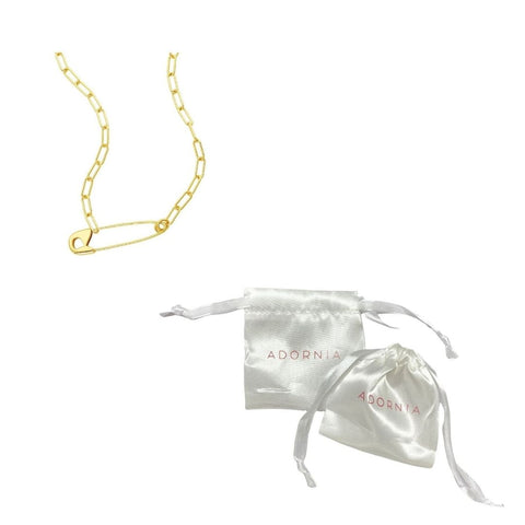 Safety Pin Paper Clip Chain Necklace gold