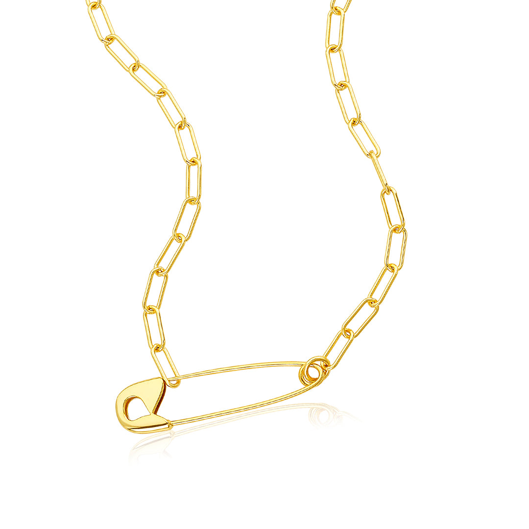 Safety Pin Paper Clip Chain Necklace gold – ADORNIA