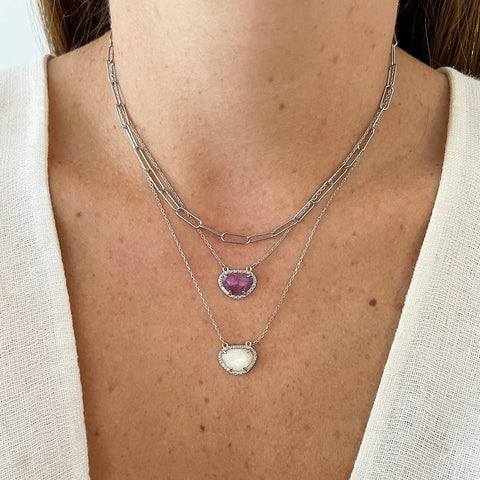 June Birthstone Necklace freshwater pearl silver gold