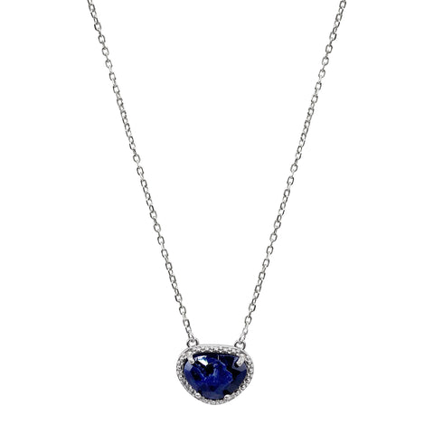 September Birthstone Necklace sapphire silver gold