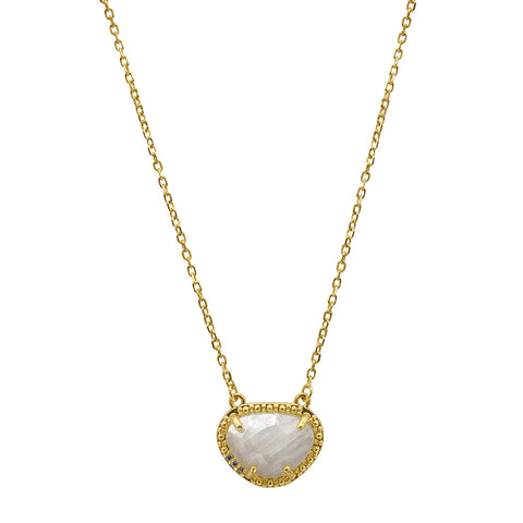 April Birthstone Necklace moonstone silver gold