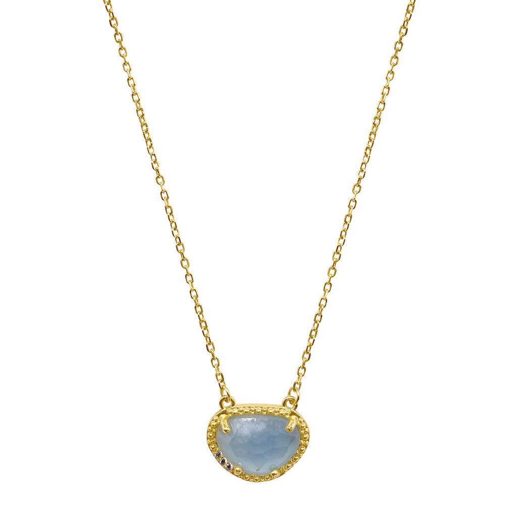 March Birthstone Necklace aquamarine silver gold