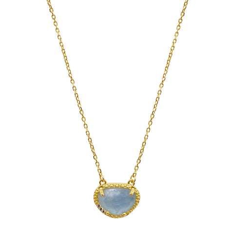 March Birthstone Necklace aquamarine silver gold