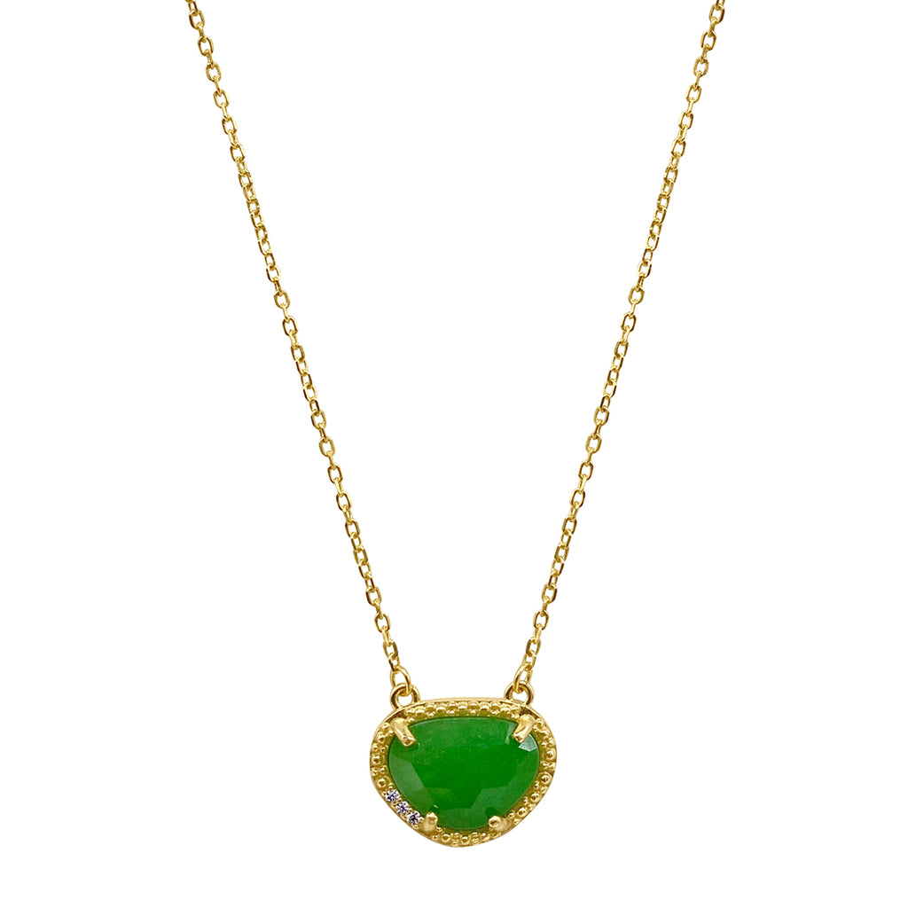 May Birthstone Necklace emerald silver gold