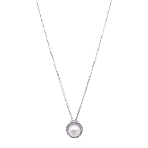 Floating Pearl Halo Necklace silver