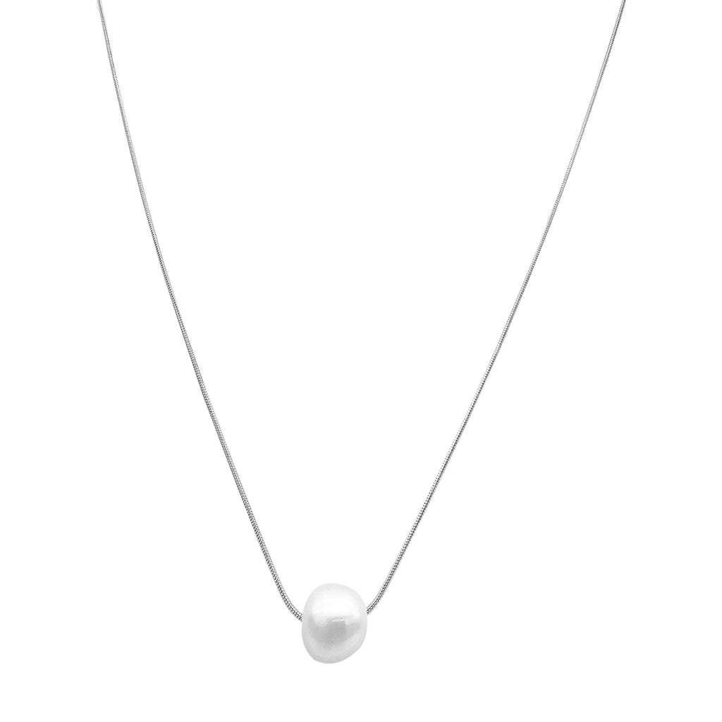 Freshwater Pearl Chain Necklace silver