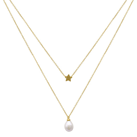 Layered Freshwater Baroque Pearl Necklace gold