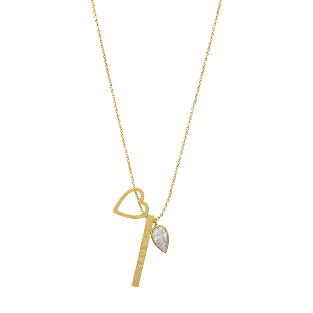 Three Charm Necklace gold