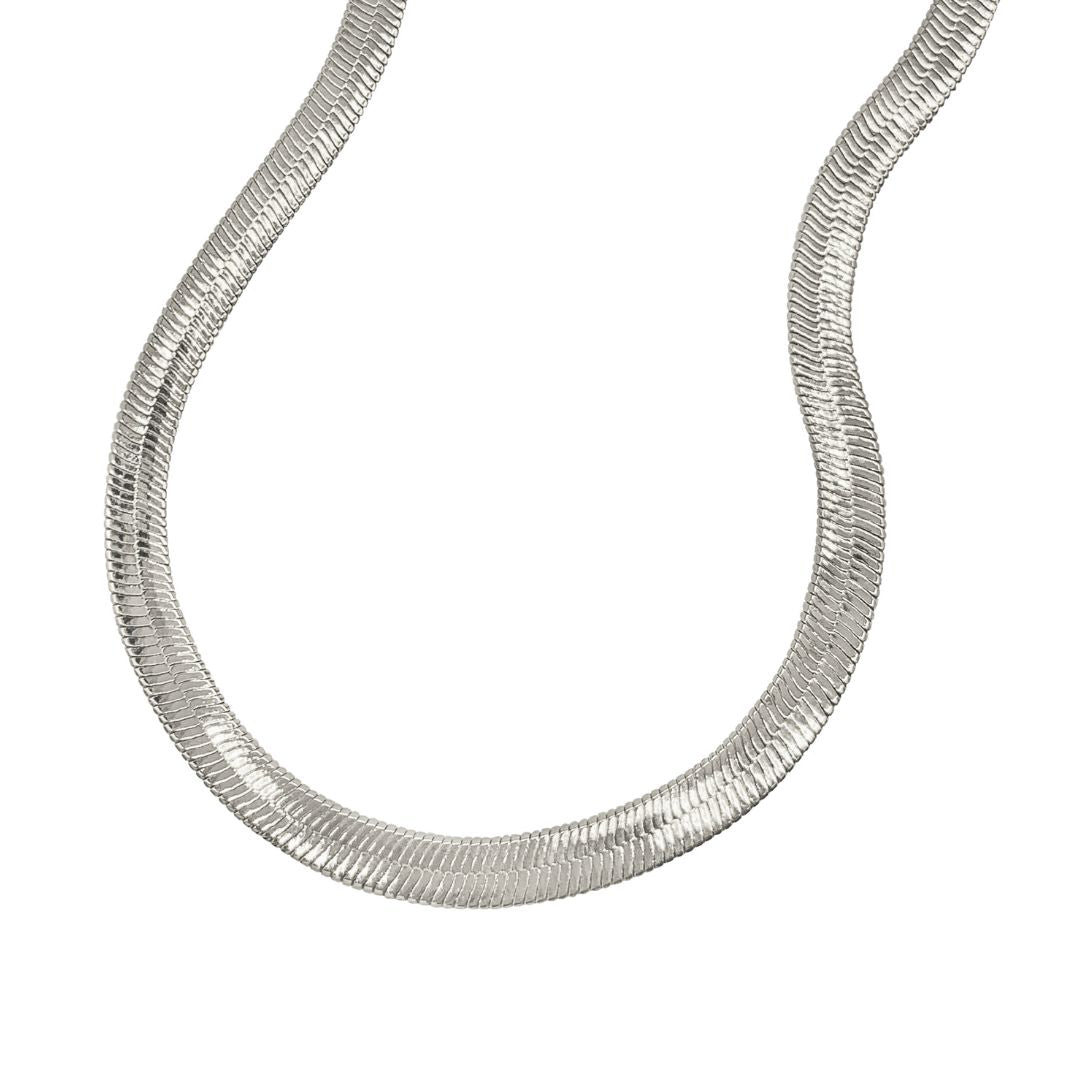 Herringbone Snake Chain Necklace silver gold – ADORNIA