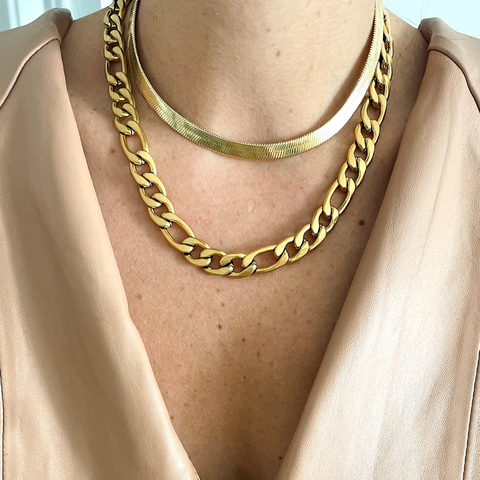 Rhodium Plated Herringbone Snake Chain Necklace