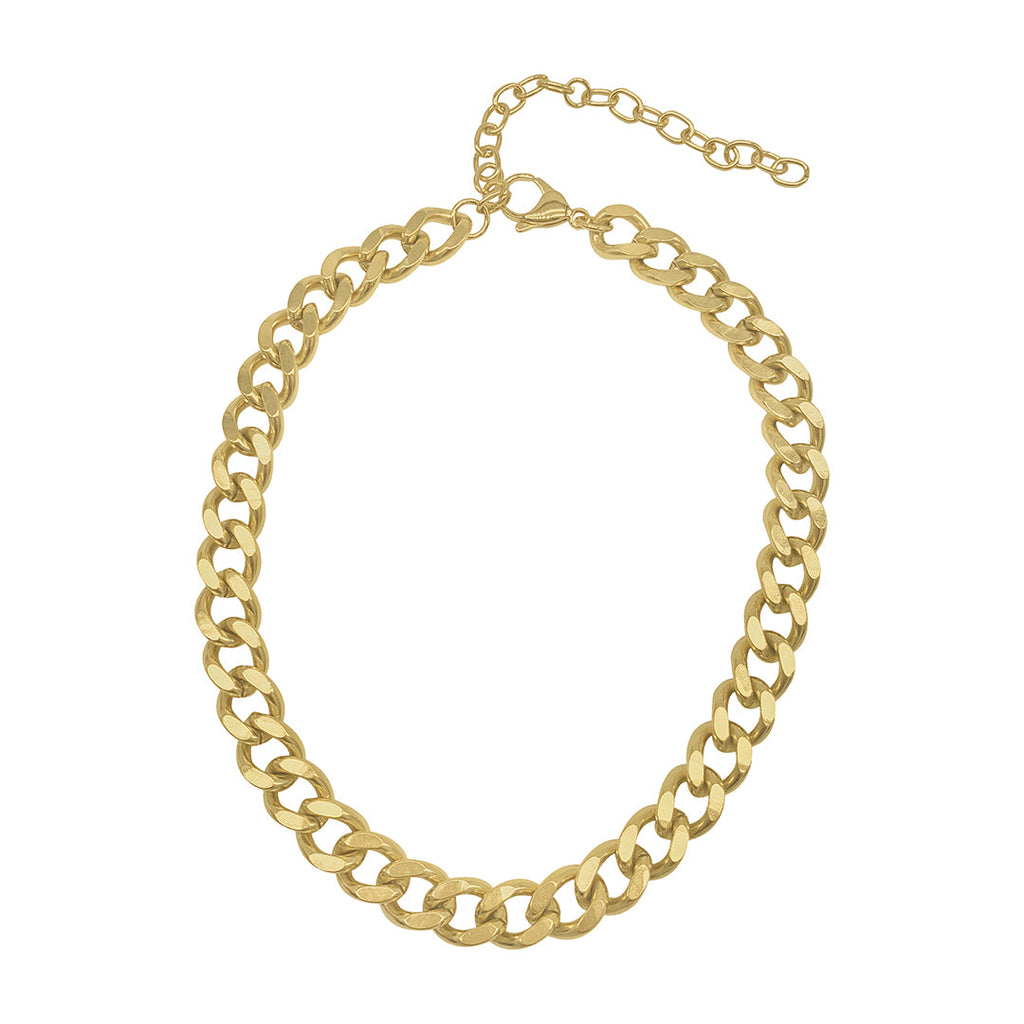 Wide Curb Chain Necklace gold – ADORNIA