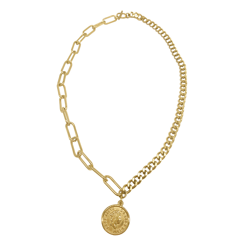 Adornia Coin Mixed Chain Necklace silver gold – ADORNIA