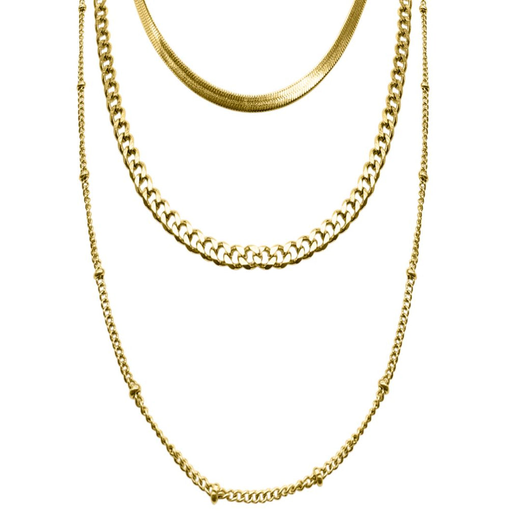 Adornia Triple Layered Chain Necklace silver gold – ADORNIA