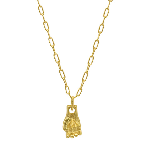 14k Gold Plated Mighty Hand Pendant Necklace