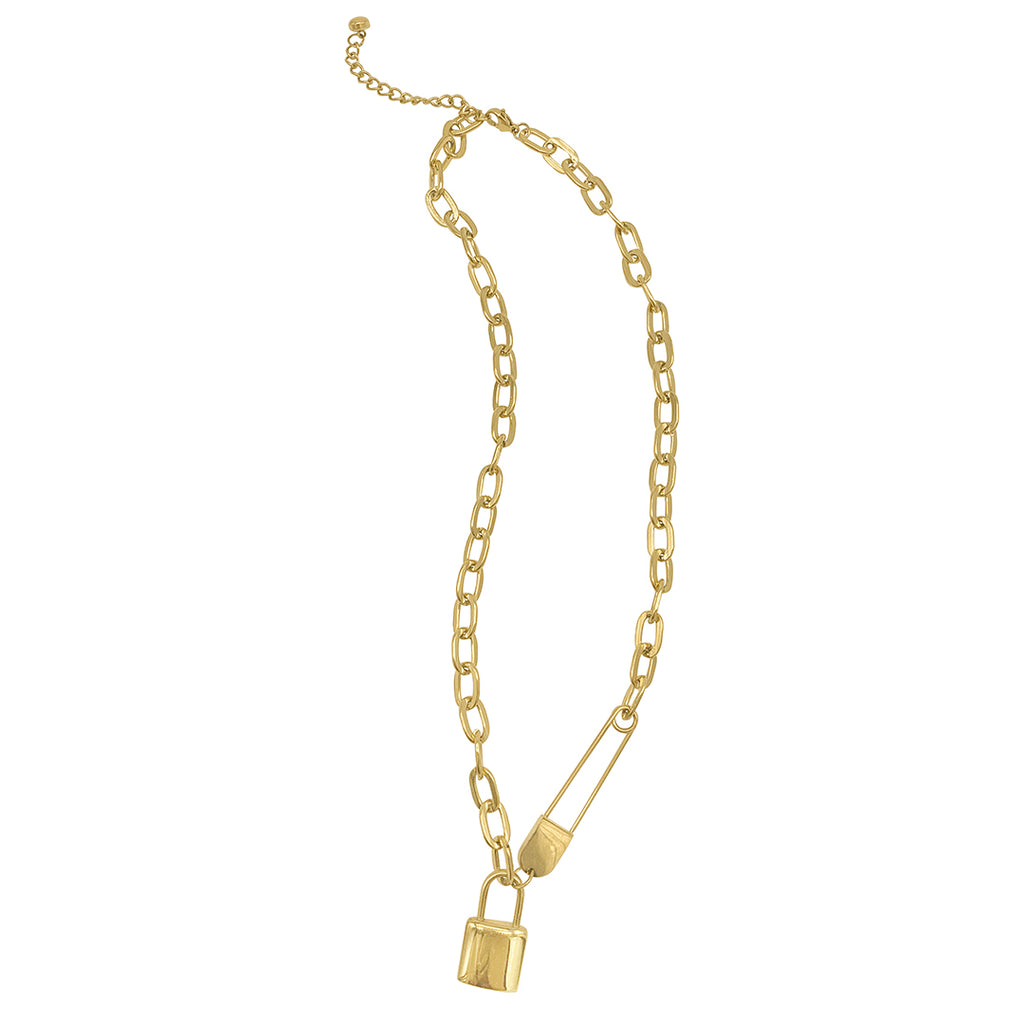 lock necklace gold