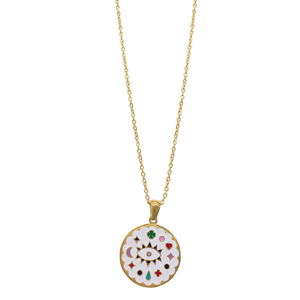 White evil eye necklace – Alina Espinal Jewelry