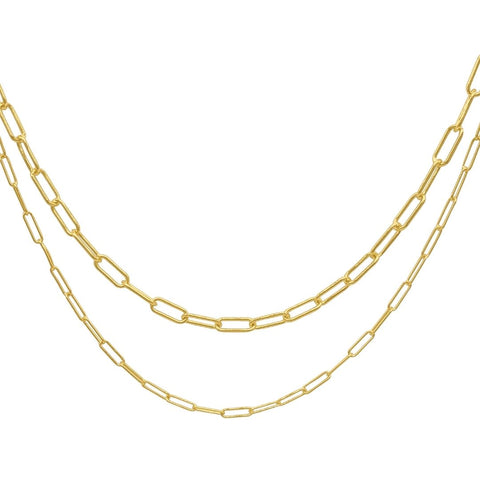 3mm and 4mm Paper Clip Chain Set gold