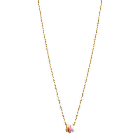 Sherbert Enamel Trio Ring Pendant Necklace gold