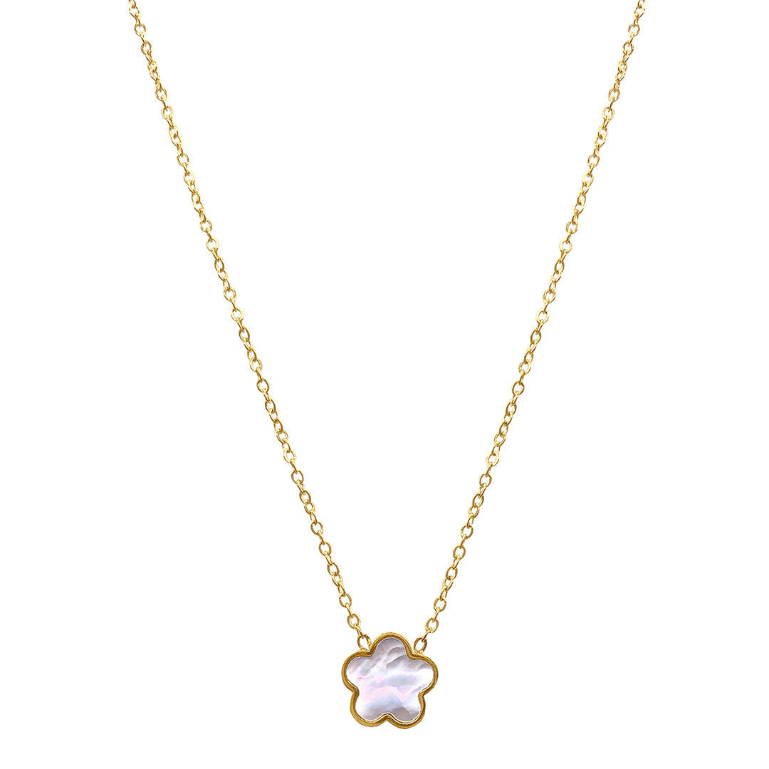 Adornia Flower White Mother of Pearl Necklace gold – ADORNIA
