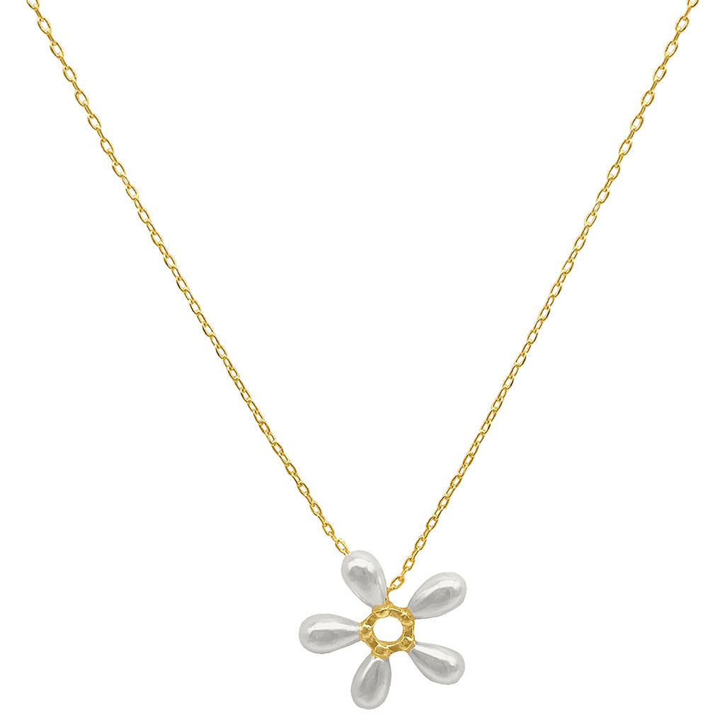 Floral Pearl Pendant Necklace gold