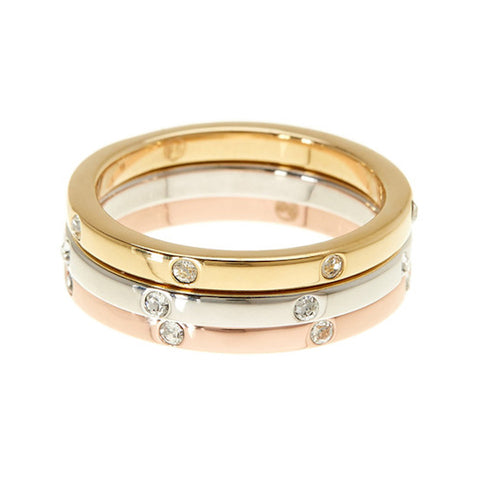 Tri-Color Dotted Eternity Band Set silver gold rose gold