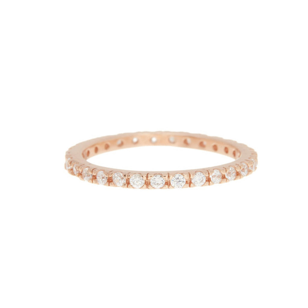 Crystal Eternity Band Ring silver rose gold