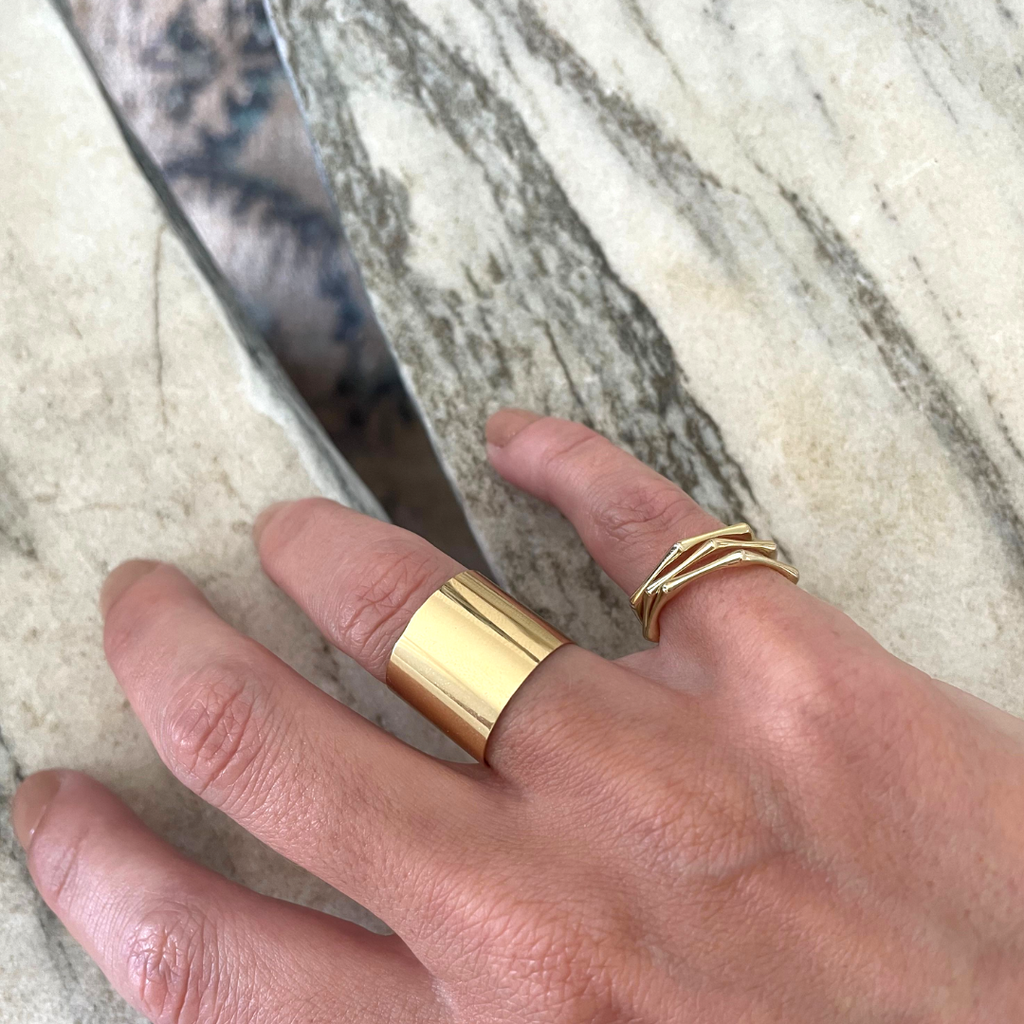 Tarnish Resistant 14k Gold Plated Tall Cigar Band