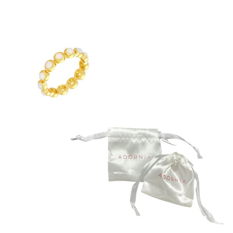 14k Gold Plated 4mm Bezeled Opalite Eternity Band Ring
