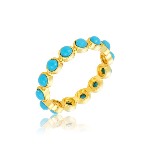 4mm Bezeled Turquoisette Eternity Band Ring gold