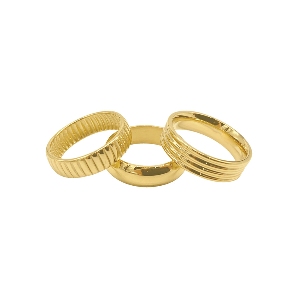Wide Stacking Band Set gold